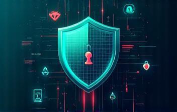 Abstract image representing a digital shield or security network.
