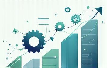 Abstract image representing IT strategy planning with gears and data.